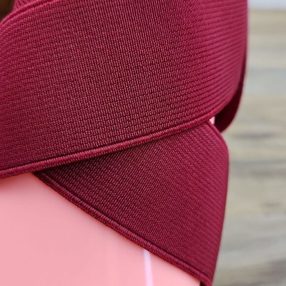 💜American Eagle Red Suede Open Toe Wedge Sandals Size 8.5 - Picture 8 of 12